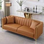 Dreiling 77.6"W Faux Leather Tuxedo Arm Sofa