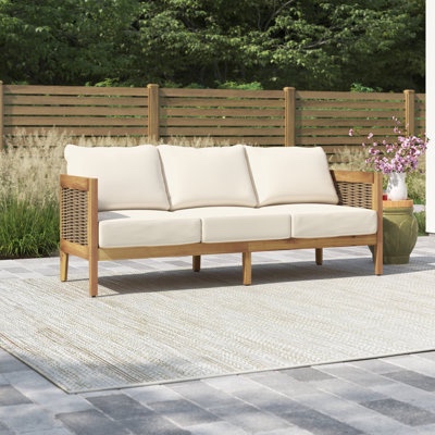Jacie 76.5" Wide Outdoor Patio Sofa with Cushions