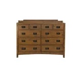 A-America Mission Hills Solid Wood 10-Drawer Bedroom Dresser in Harvest