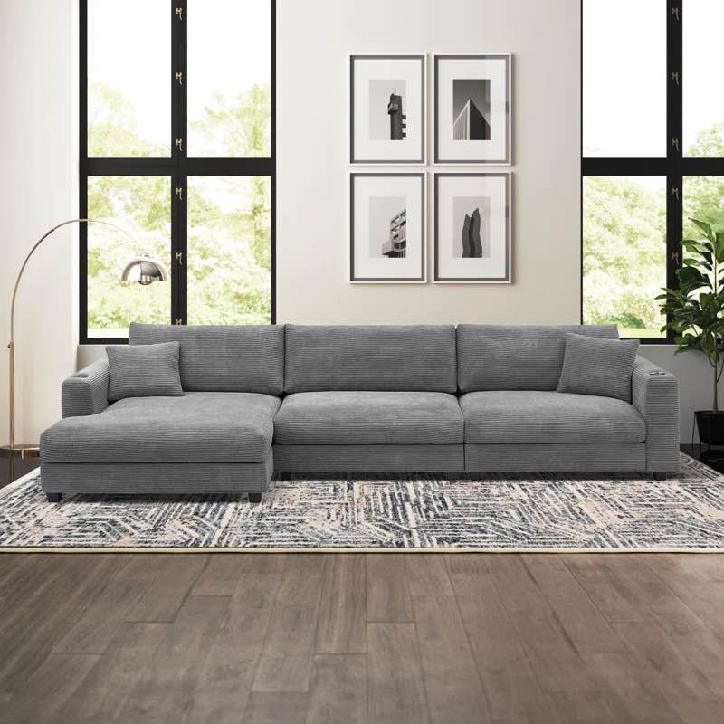 Naelynn 134” Upholstered Corduroy oversized sectional 