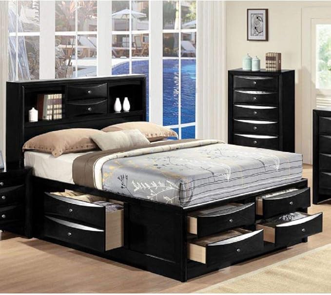 (similar, incomplete)Full Size Platform Bed with Drawers, Wooden Platform Bed Frame with Storage Headboard and Compartments Multifunctional Storage Bed Frame with Slats Support for Bedroom, No Box Spring Needed, Black