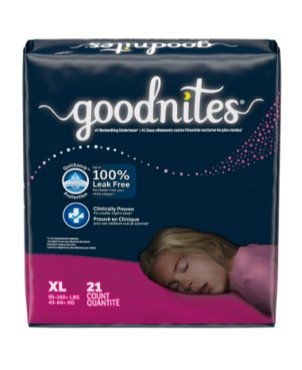 Goodnites Girls' Nighttime Bedwetting Underwear, Size Extra Large (95-140+ lbs), 21Ct