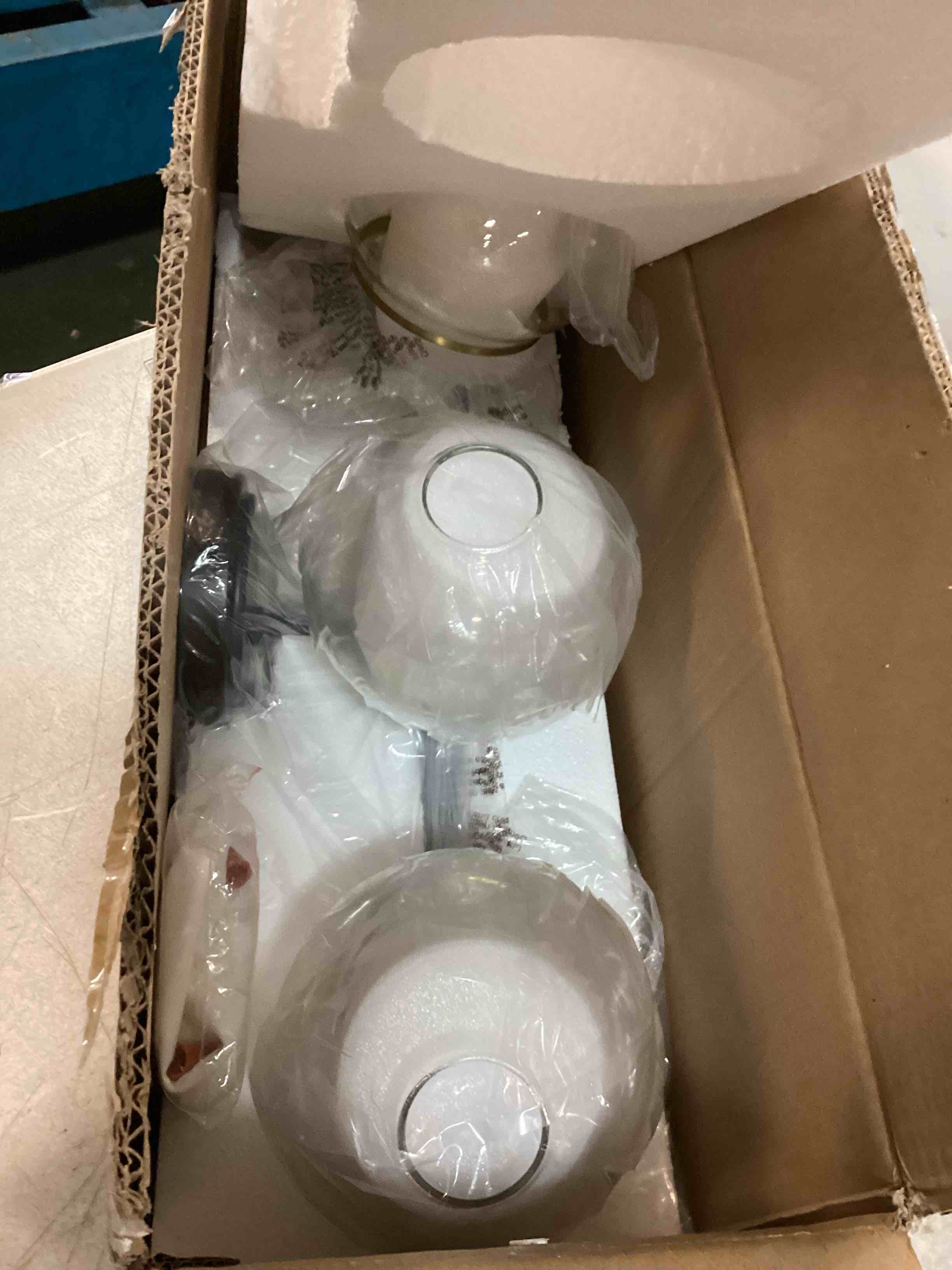 Condition photo showing Good Condition for Black and Gold Bathroom Vanity Light 3-Lights Bathroom Light Fixtures Over Mirror with Clear Glass Shade 22.4 inch Wall Sconce Lighting Bath(Exclude E26 Bulb)