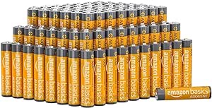Amazon Basics 100 Pack AAA High-Performance Alkaline Batteries, 10-Year Shelf Life, Easy to Open Value Pack (B01B8R6V2E)