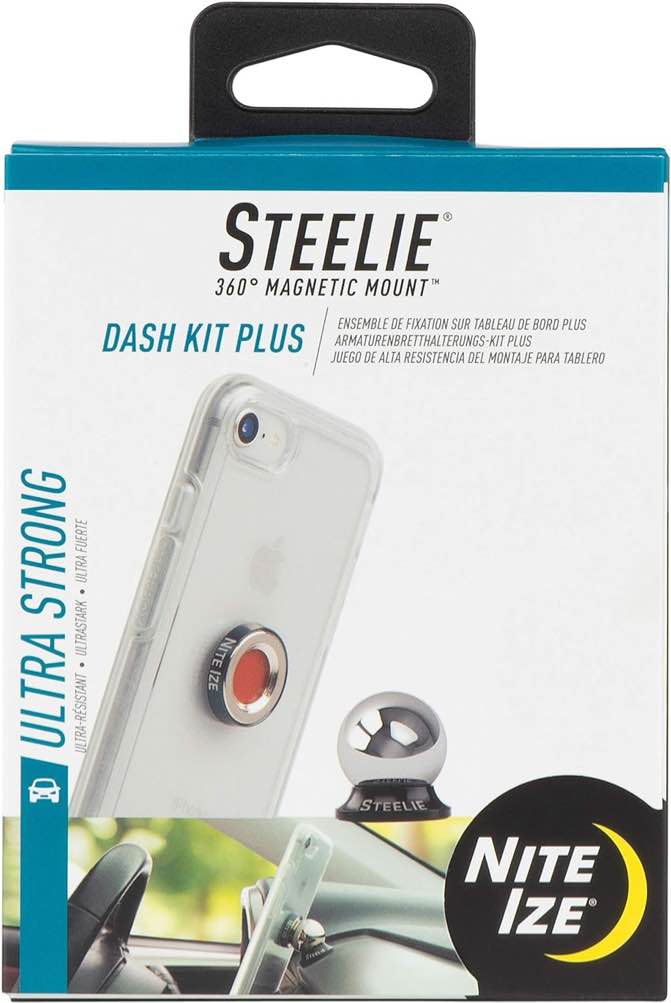 Nite Ize Steelie Dash Kit Plus - Magnetic Cell Phone Mount for Car Dashboard - Phone Holder with Strong Magnet & Restickable Magnet Adapter