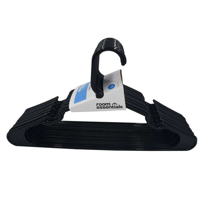 Room Essentials Plastic Adult Hangers - Black - 18-count