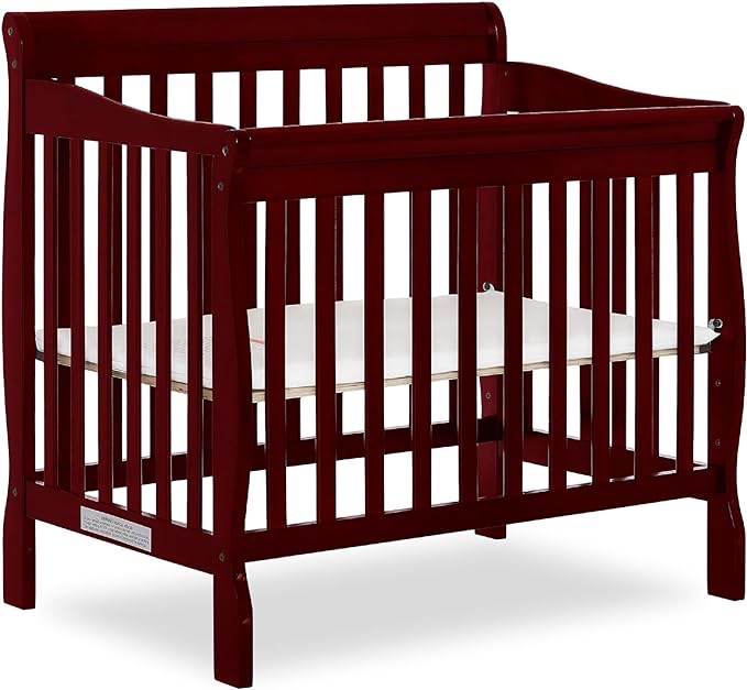 Dream On Me Aden 4-in-1 Convertible Mini Crib In Grey, Greenguard Gold Certified, Non-Toxic Finish, New Zealand Pinewood, With 3 Mattress Height Settings