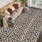 SAND MINE Reversible Mats, Plastic Straw Rug, Modern Area Rug, Large Floor Mat and Rug for Outdoors, RV, Patio, Backyard, Deck, Picnic, Beach, Trailer, Camping, Black & Beige, 9' x 18' Black & Beige 9' x 18'