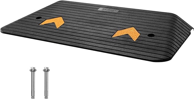 VEVOR Upgraded Rubber Threshold Ramp, 1.5" Rise Wheelchair Ramp Doorway, Natural Rubber Rated 33069Lbs Load Capacity, Non-Slip Textured Surface Rubber Curb Ramp for Wheelchair,Scooter