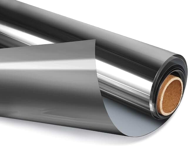 Window Film One Way Mirror Film Daytime Privacy Static Non-Adhesive Decorative Heat Control Anti UV Window Tint for Home and Office, Silver 35.4" x 78.7" Silver 35.4 Inch x 6.5 Feet