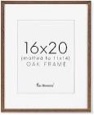 Oak Wood Picture Frame 16x20, 16 x 20 Wood Frame Matted to 11x14, 16"x20" Poster Frame for Wall, 20x16 Natural Wood Frames for Poster & Art, Walnut Color Walnut 16x20 - 1P