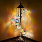 Hortsun Turkish Floor Lamp Moroccan Lamp Floor Lamp Turkish Lamp Globe Floor Lamp Moroccan Floor Lamp for Decorative Home Designs(9 Globes Style)