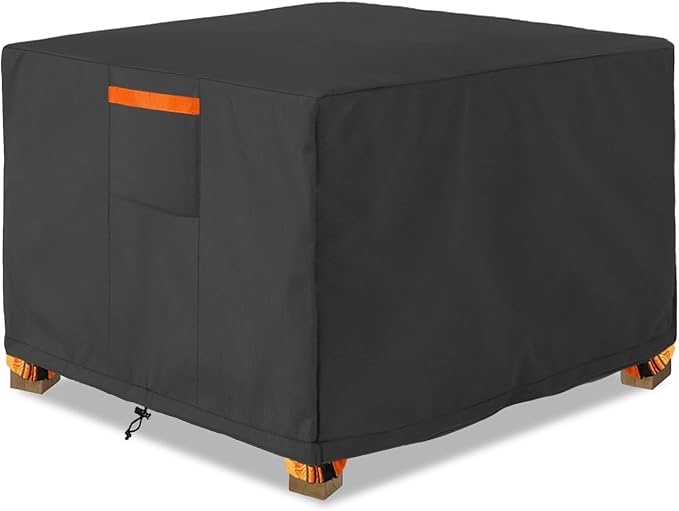 Porch Shield Fire Pit Cover - Waterproof 600D Heavy Duty Square Patio Fire Pit Table Cover Black - 32 x 32 inch Square - 32"L x 32"W x 16"H Black