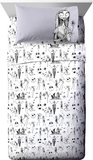 Jay Franco Disney Nightmare Before Christmas Gothic Romance Twin Sheet Set -3 Piece Set Super Soft and Cozy Kids Bedding Features Jack Skellington & Sally - Microfiber Sheets(Official Disney Product)