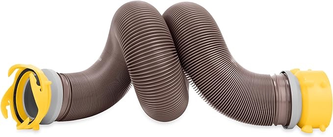 Camco Revolution 10-Foot Camper/RV Sewer Hose Kit | Features Pre-Attached 360-Degree Rotating Fittings | Includes Wire Guards (39639)