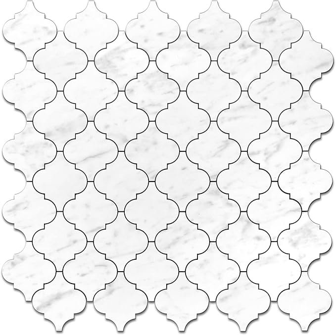 STICKGOO Arabesque Tile Peel and Stick Backsplash, 12â€?X12â€? Backsplash Tile for Kitchen Peel and Stick, Self Adhesive Wall Tile Stick on Tiles (Thicker Design, White)