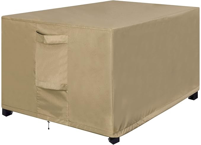 Waterproof Patio Coffee Table Grey Cover Rectangle 48''L x 28''W x 16''H, Outdoor Furniture Cover for Rectangle Firepit Table Sonwproof Windproof Lawn Deck Rectangular Table Cover 48''L x 28''W x 16''H Grey