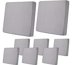 Newwiee 8Pcs Patio Stretch Sofa Cushion Cover Outdoor Cushion Cover Replacement Patio Furniture Cushions Couch Slipcovers Chair Seat Cover Soft Flexibility Protector(Dark Gray, Waterproof Pure)