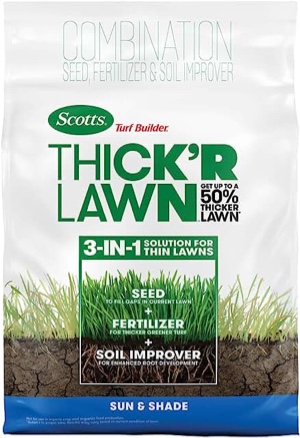Scotts Turf Builder THICK'R LAWN Grass Seed, Fertilizer, and Soil Improver for Bermudagrass, 1,200 sq. ft., 12 lbs. 12 lb. Thick'R Lawn