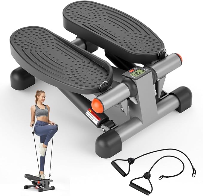 KitGody Mini Steppers for Exercise, Stair Stepper 330 lb Capacity, Workout Stepper Machine for Exercise at Home, Step Machine with Resistance Bands