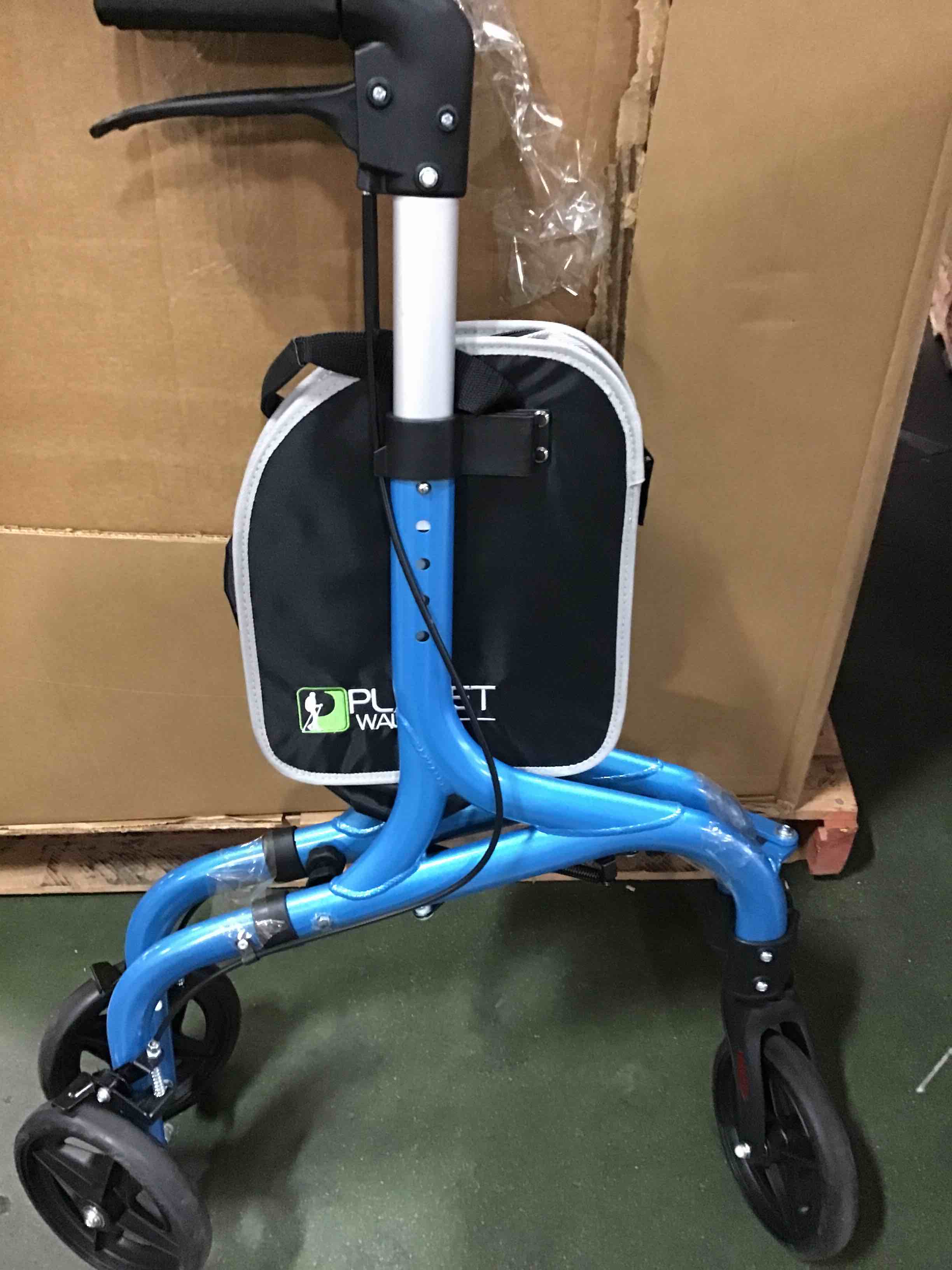 Planetwalk Premium 3 Wheel Rollator Walker for Seniors - Ultra Lightweight Foldable Walker for Elderly, Aluminum Three Wheel Mobility Aid, Brilliant Blue