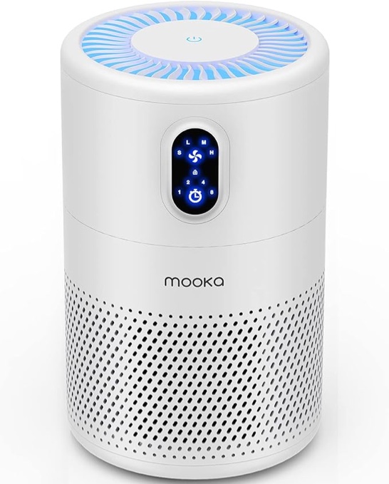 MOOKA Air Purifiers for Home Large Room up to 1076ft², H13 True HEPA Air Filter Cleaner, Odor Eliminator, Remove Smoke Dust Pollen Pet Dander, Night Light(Available for California)