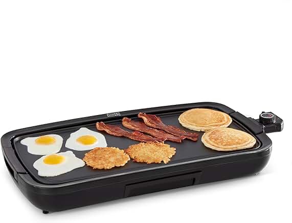 DASH Deluxe Everyday Electric Griddle with Dishwasher Safe Removable Nonstick Cooking Plate for Pancakes, Burgers, Eggs and more, Includes Drip Tray + Recipe Book, 20” x 10.5”, 1500-Watt - Aqua