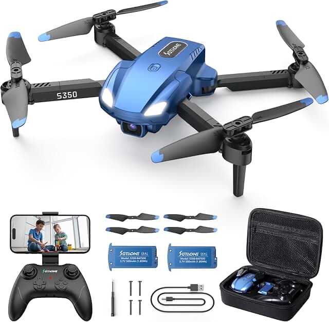 SOTAONE S350 Drone with Camera for Adults, Mini Drones for Kids with 1080P HD FPV Live Video, Remote Control Helicopter Toys Gifts for Boys Girls, Altitude Hold, One Key Start, 2 Batteries, Carry Case