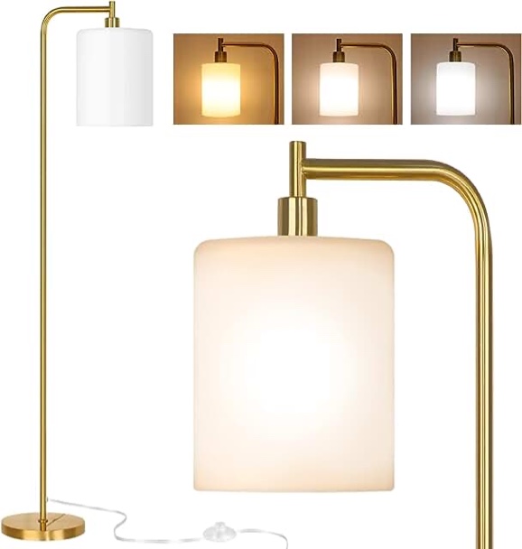 HEWEGO Gold Standing Lamps for Living Room, Floor Lamps for Bedroom LED Dimmable Modern Floor Lamps Standing Corner Lamp, Crystal Floor Lamps