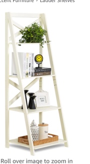 ZENODDLY Ladder Shelf White Ladder Bookshelf, 56.3in Tall Standing Ladder Shelves for Living Room Bathroom Furniture Bedroom Display Shelf, Wooden Leaning Bookshelf Ladder Bookcase Plant Shelf Indoor