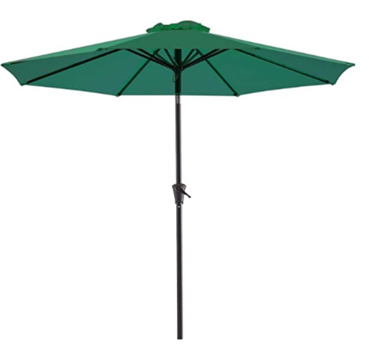 Bluu Patio Umbrella 9 Ft Outdoor Table Market Umbrellas With Push Button Tilt and Crank, 8 Ribs(Pine Green)