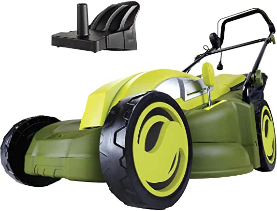 Sun Joe MJ403E 17-Inch 13-Amp Electric Lawn Mower/Mulcher, 7-Position Adjustment, 12-Gallon Detachable Grass Collection Bag, Lightweight, Standard, Green