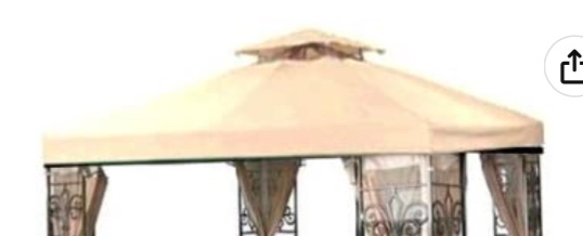 Gazebo Canopy Replacement Top 10x10 - Double Tier Patio Canopy Cover - Waterproof 250g Canvas Gazebo - Beige