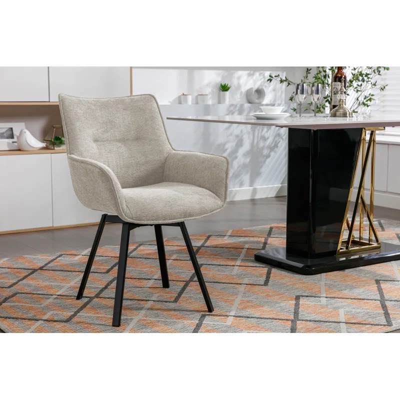 Porthos Home Swivel Fabric Dining Chair with Steel Legs Grey 