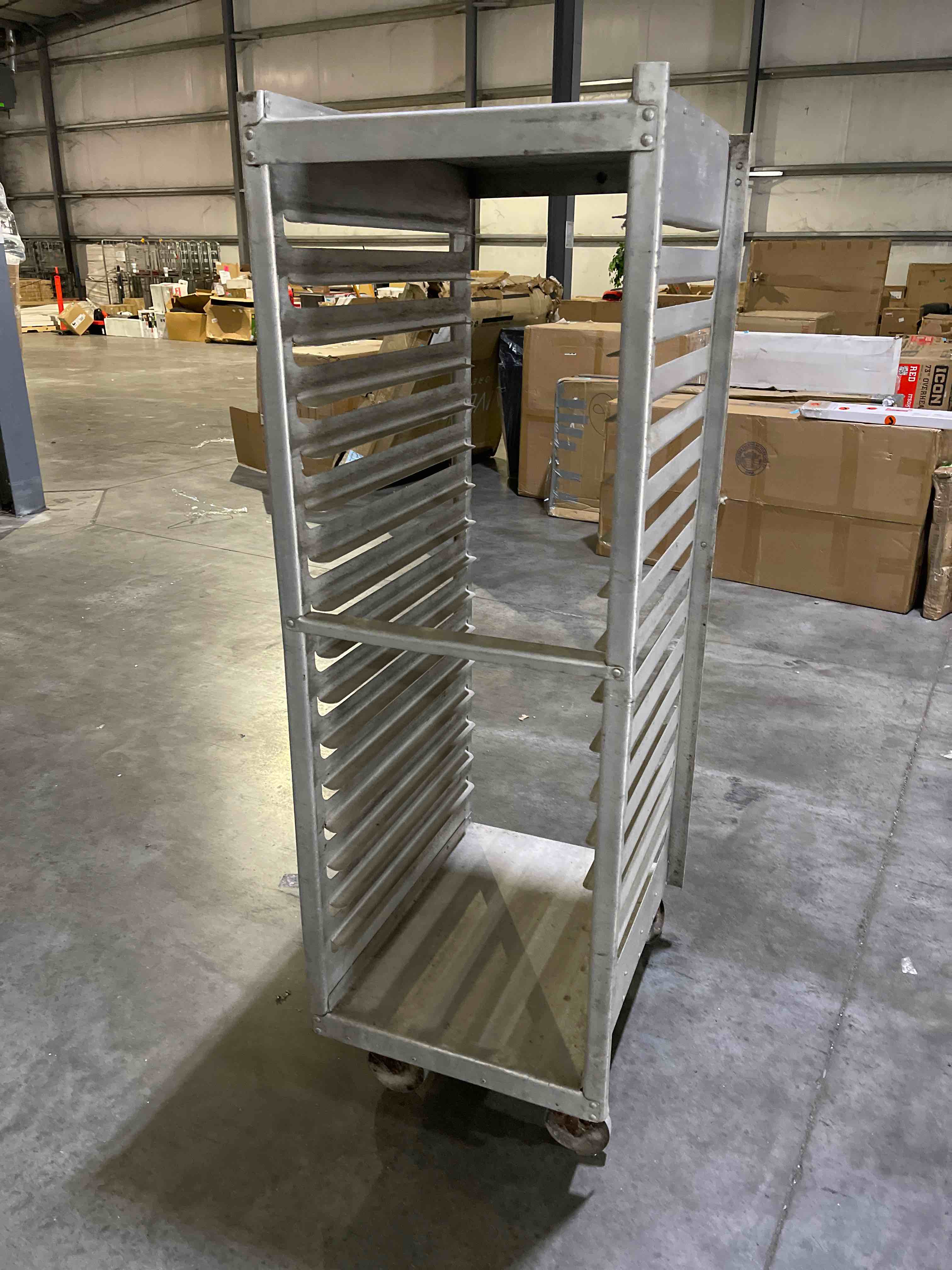 FULL SIZE ALUMINUM SHEET PAN RACK ON CASTERS