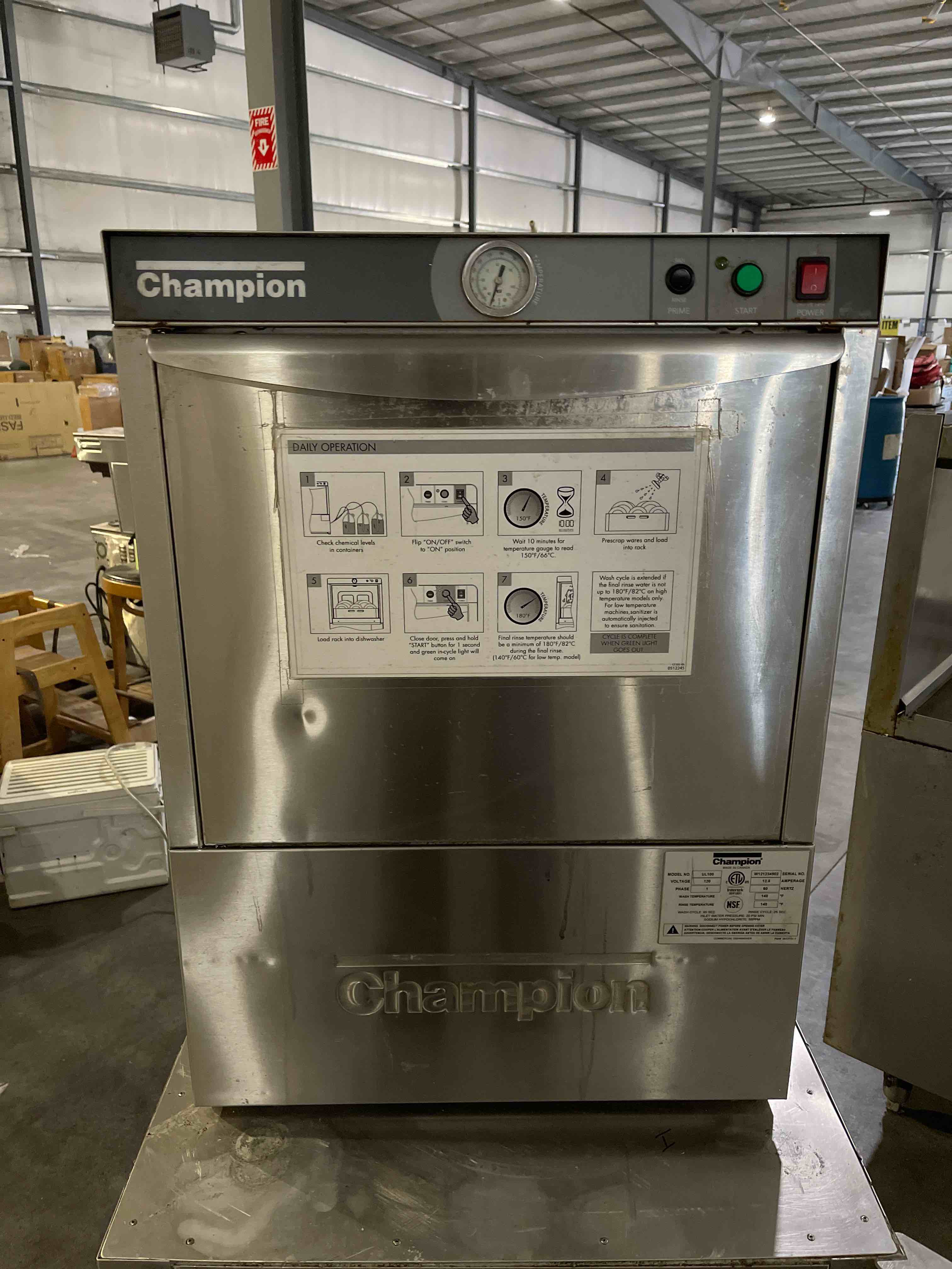 CHAMPION STAINLESS STEEL UNDER COUNTER DISH MACHINE