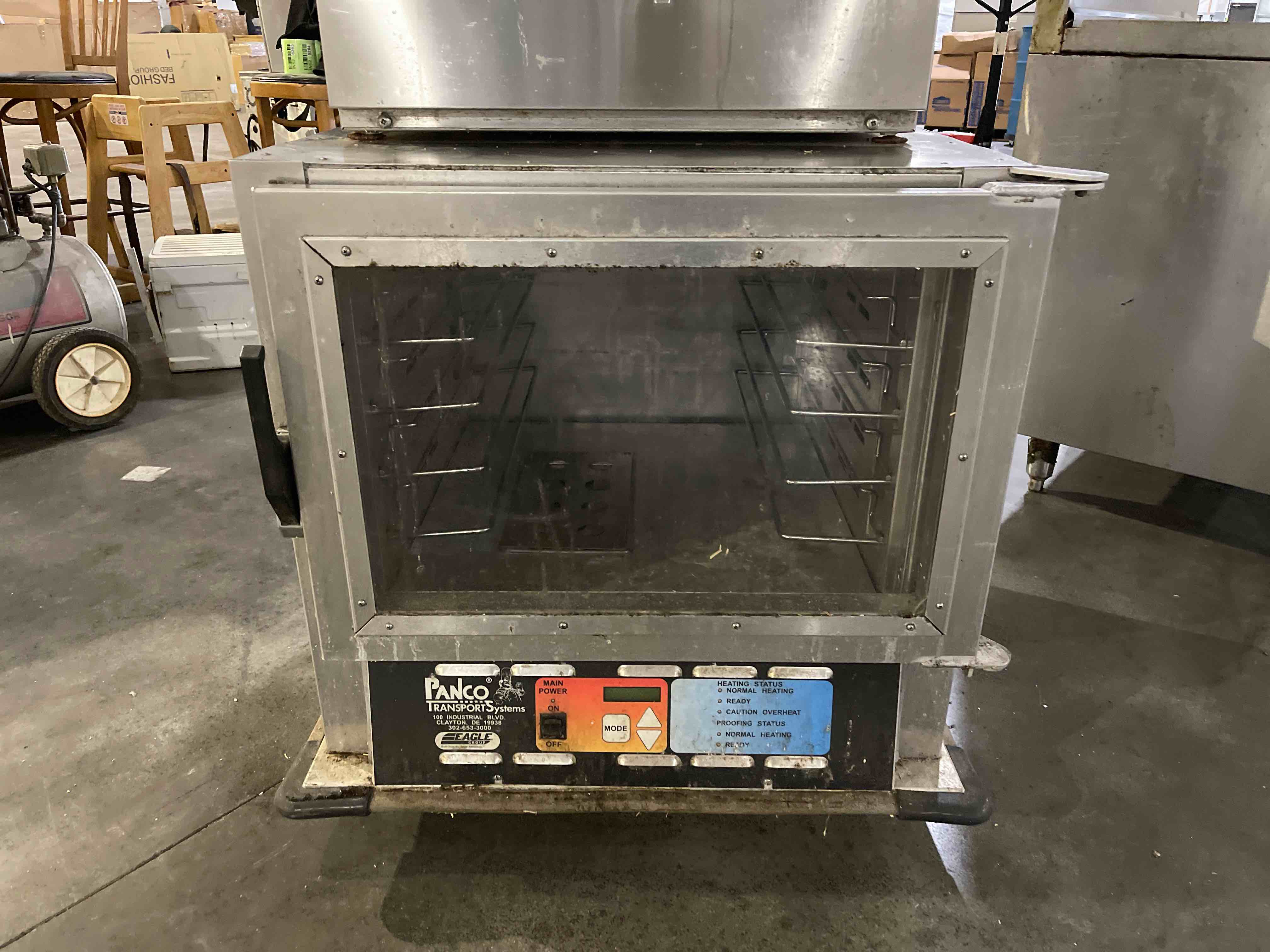 EAGLE PANCO HALF HEIGHT HEATED TRANSPORT CABINET ON CASTERS