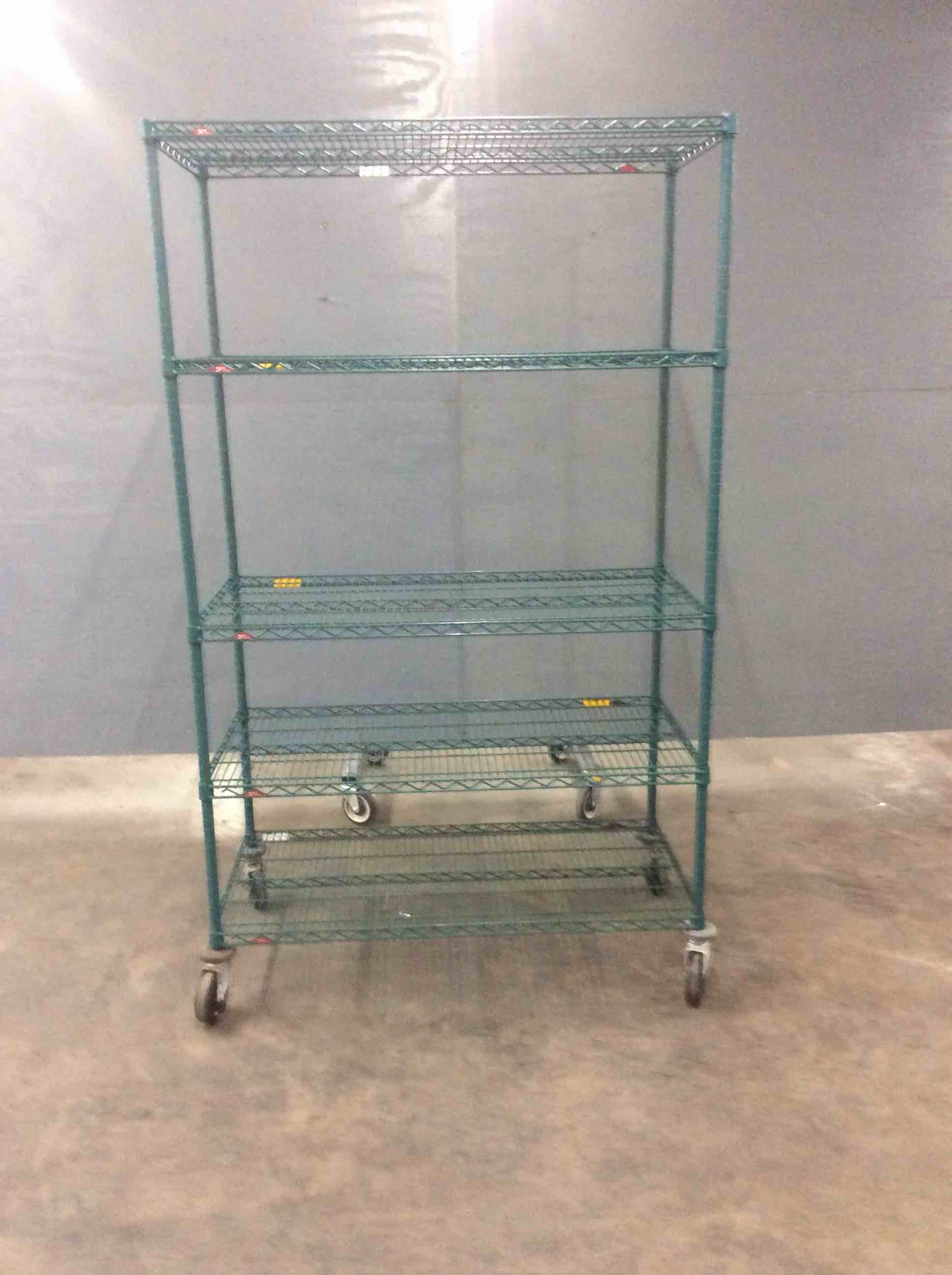 METRO 5 SHELF EPOXY WIRE RACK ON CASTERS 