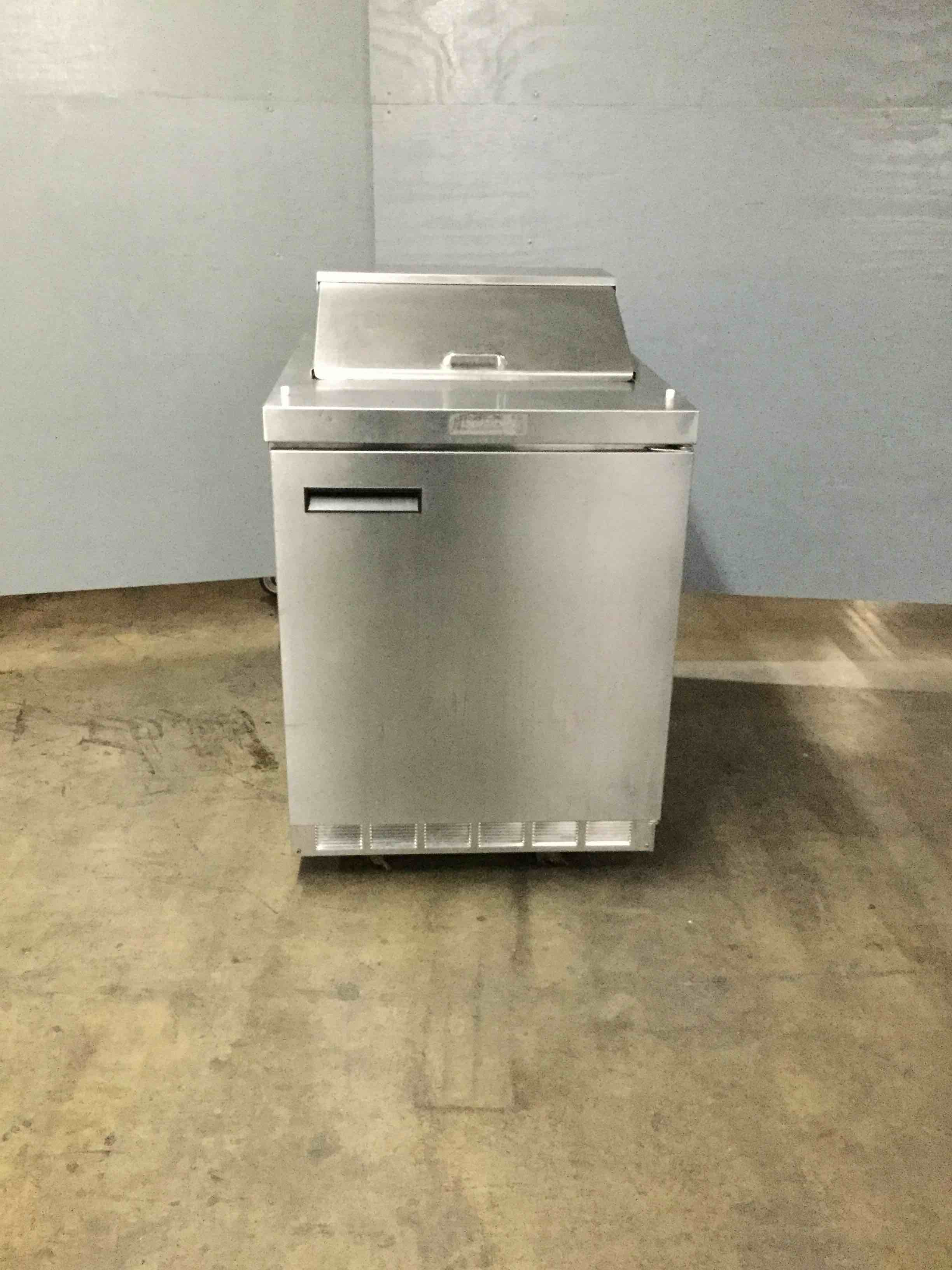 DELFIELD 27 INCH STAINLESS STEEL REFRIGERATED PREP TABLE ON CASTERS