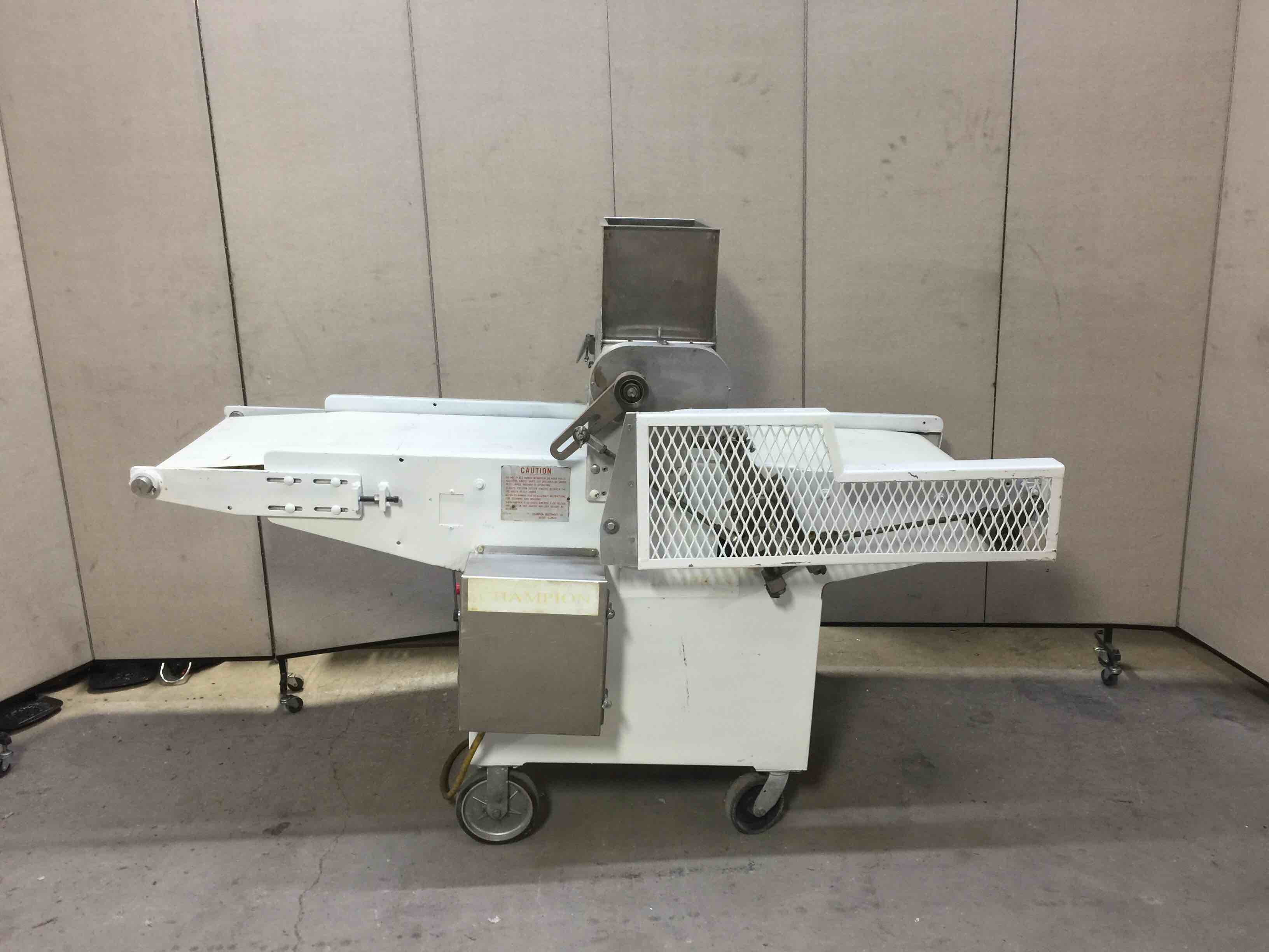 CHAMPION VARIABLE SPEED DRIVE COOKIE DESPOSITOR ON CASTERS WITH 30QT. STAINLESS STEEL HOPPER 