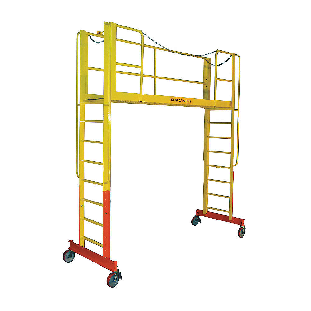 Rolling Work Platform, Steel, Dual Access Platform Style, 103" to 115" Platform Height