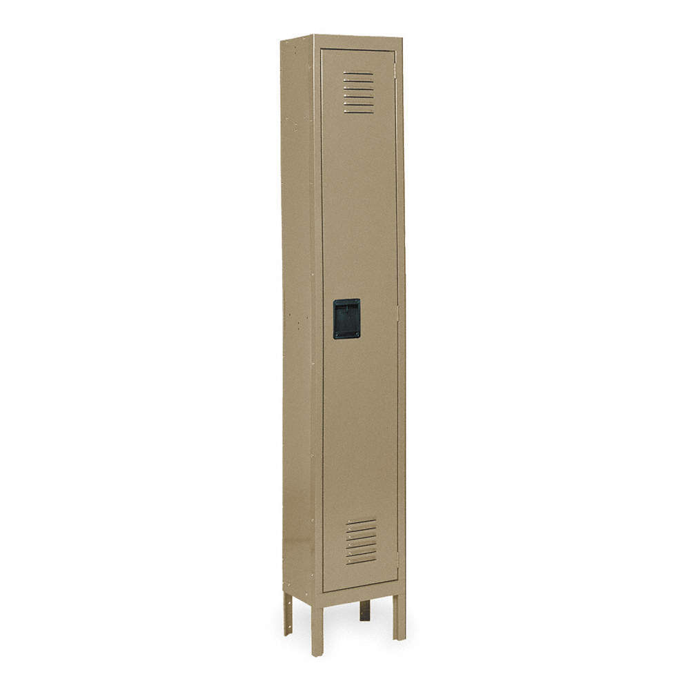 Tan Wardrobe Locker, (1) Wide, (1) Tier Openings: 1, 12" W X 18" D X 78" H