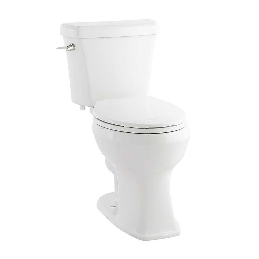 Lyndsay White WaterSense Elongated Chair Height 2-Piece Toilet 10-in Rough-In Size 