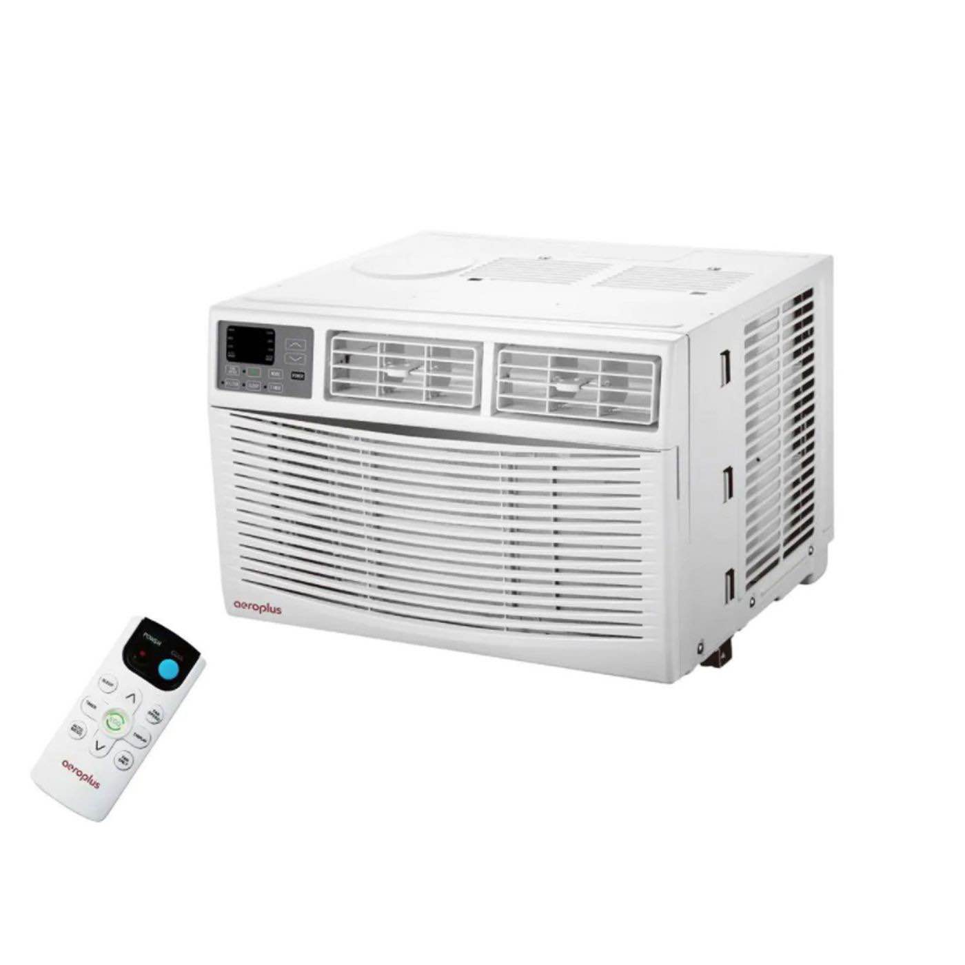 Aeroplus AARC8RE1 350 Sq Ft 8000 BTU Window Air Conditioner and Dehumidifier with 3 Speed Fan, LED Display, and Remote Control, White