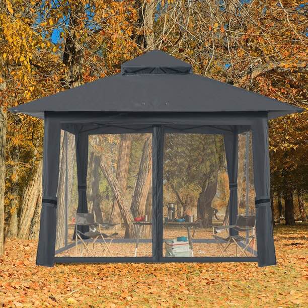 ABCCANOPY 13'x13' Gazebo Tent Outdoor Pop up Gazebo Canopy Shelter with Mosquito Netting, Gray