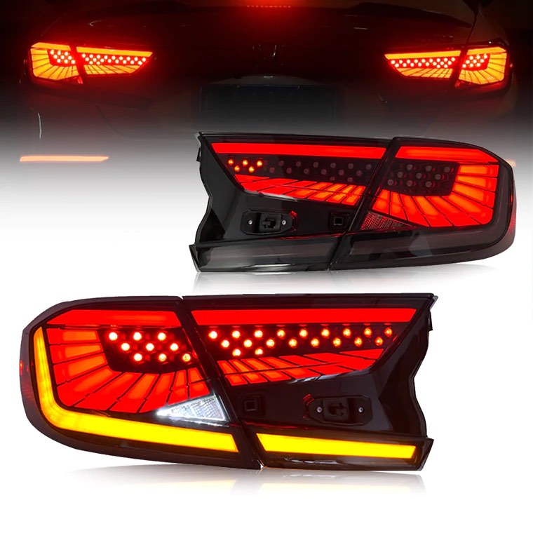 VLAND LED V3 Space Tail Lights For Honda Accord 2018-2021 10th Gen with Amber Sequential Turn Signal Rear lamps