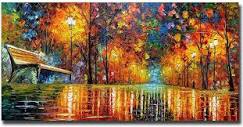 paviliart-24-x-48-nostalgic-park-at-night-100-hand-painted-palette-knife-oil-painting-on-canvas-abstract-wall-art-wood-inside-framed