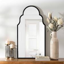 20” x 48” black arch wall hanging mirror 