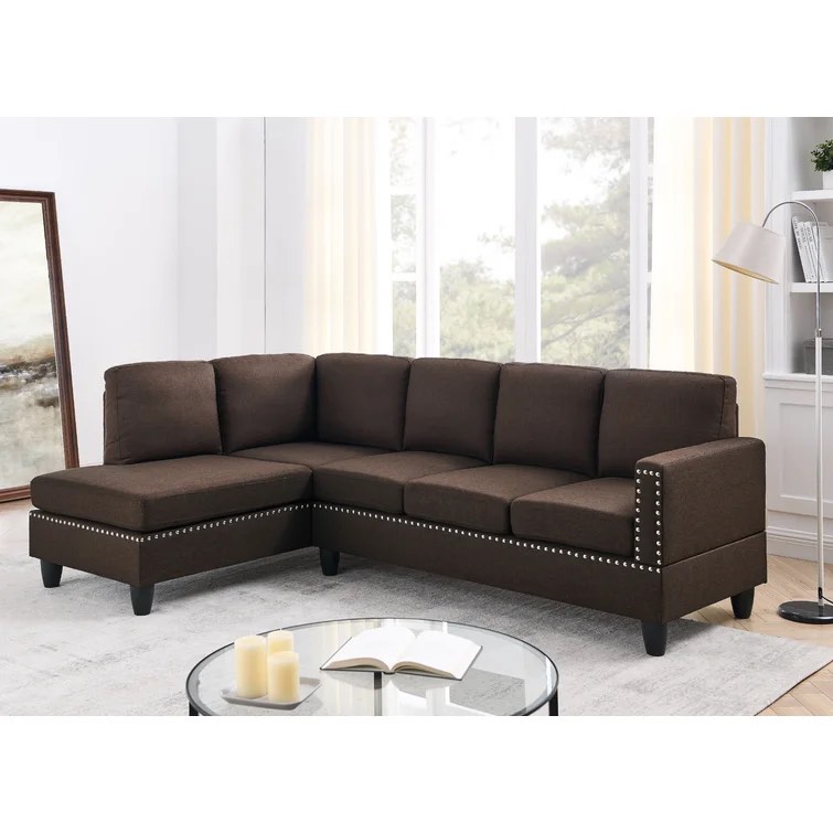 Andes Furniture 95 Inch Wide Left Hand Facing Sofa & Chaise