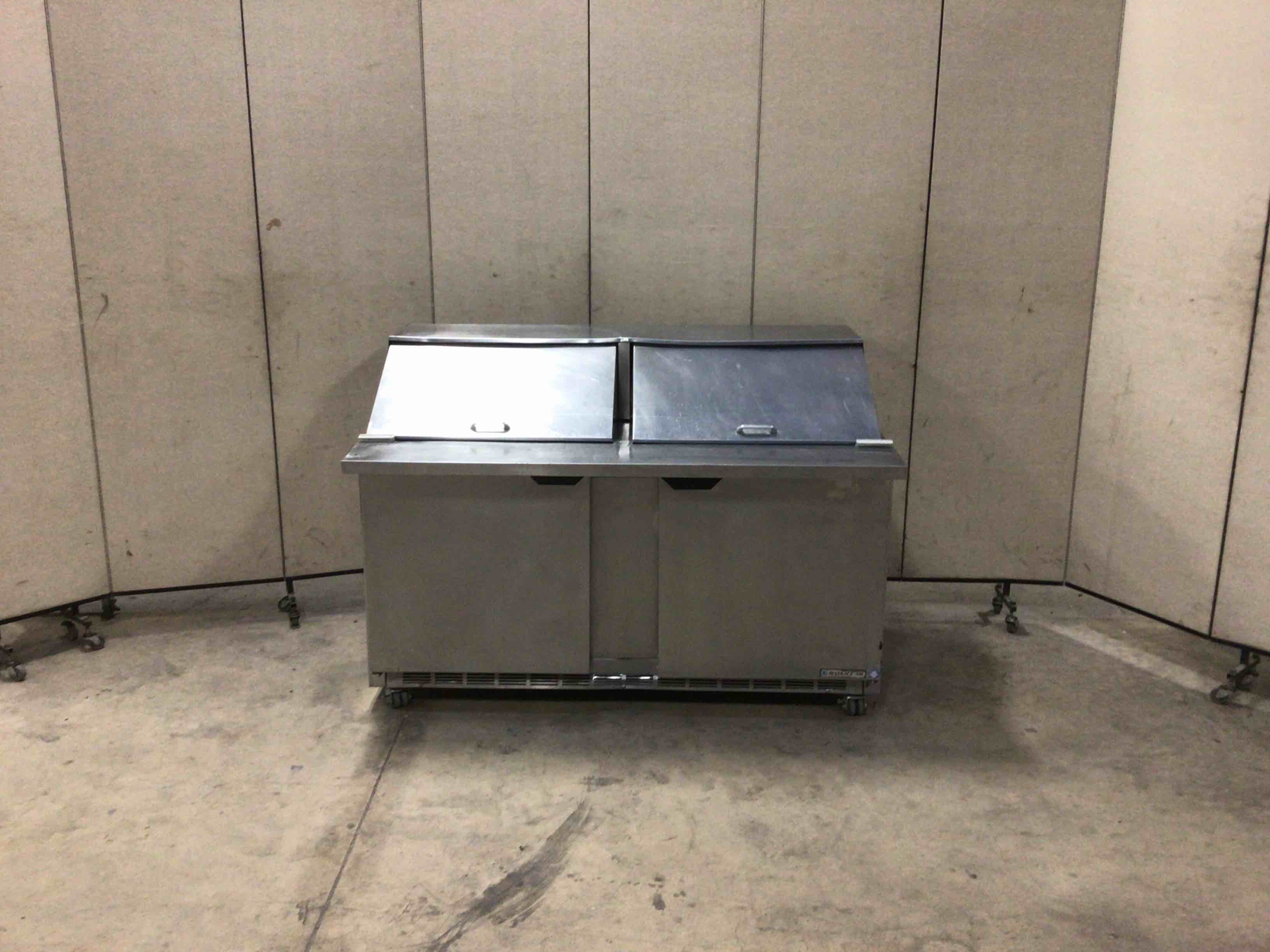 BEVERAGE AIR 60 INCH REFRIGERATED MEGA TOP  SANDWICH PREP TABLE ON CASTERS 
